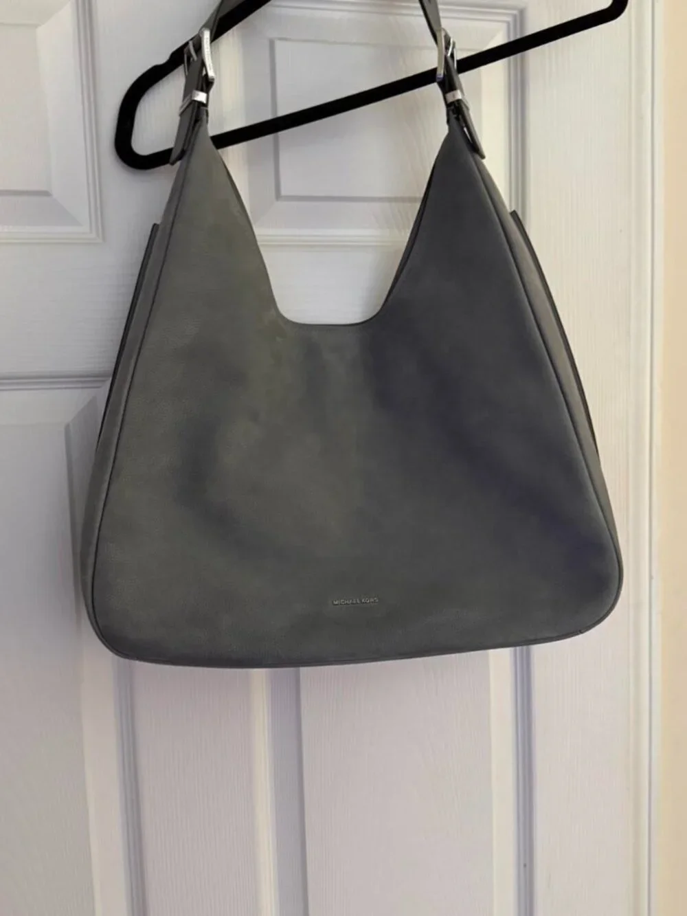 MICHAEL Michael Kors Nolita Large Gray Nubuck Hobo Shoulder Bag